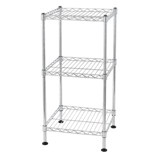 Main product photo: 3-Tier Wire Shelving Rack, 11.8 x 11.8 x 23.6 in., Chrome for home organizers and home decor from Sesoris