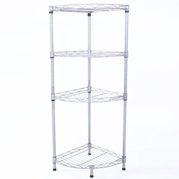 Main product photo: 4-Tier Corner Wire Shelf, Silver for home organizers and home decor from Sesoris