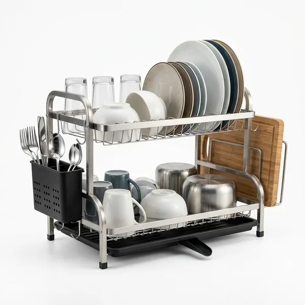 Stainless Steel 2-Tier Dish Rack