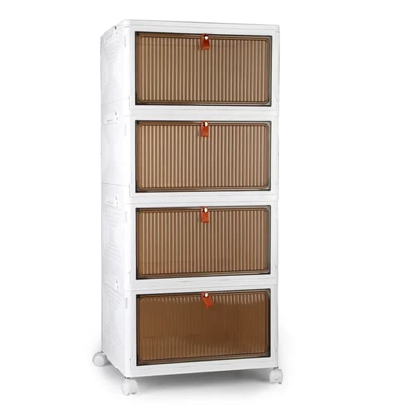 Main product photo: Folding Storage Cabinet with Wheels, 4 Tiers, Small for home organizers and home decor from Sesoris