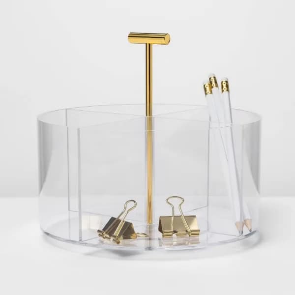 Main product photo: Round Acrylic Desk Organizer, 4 Compartments for home organizers and home decor from Sesoris