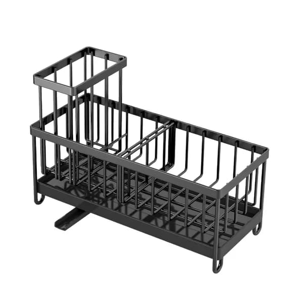 Main product photo: Sink Caddy with Removable Brush Holder, 9.1 in., Black for kitchen essentials and kitchen storage from Sesoris