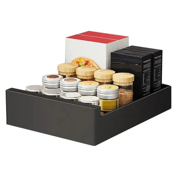 Main product photo: Slide-Out Cabinet Drawer, Black Steel for kitchen essentials and kitchen storage from Sesoris