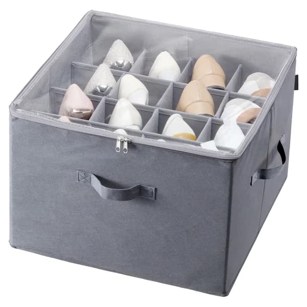 Main product photo: Under-Bed Shoe Storage Box, 16 Compartments, Gray for home organizers and home decor from Sesoris