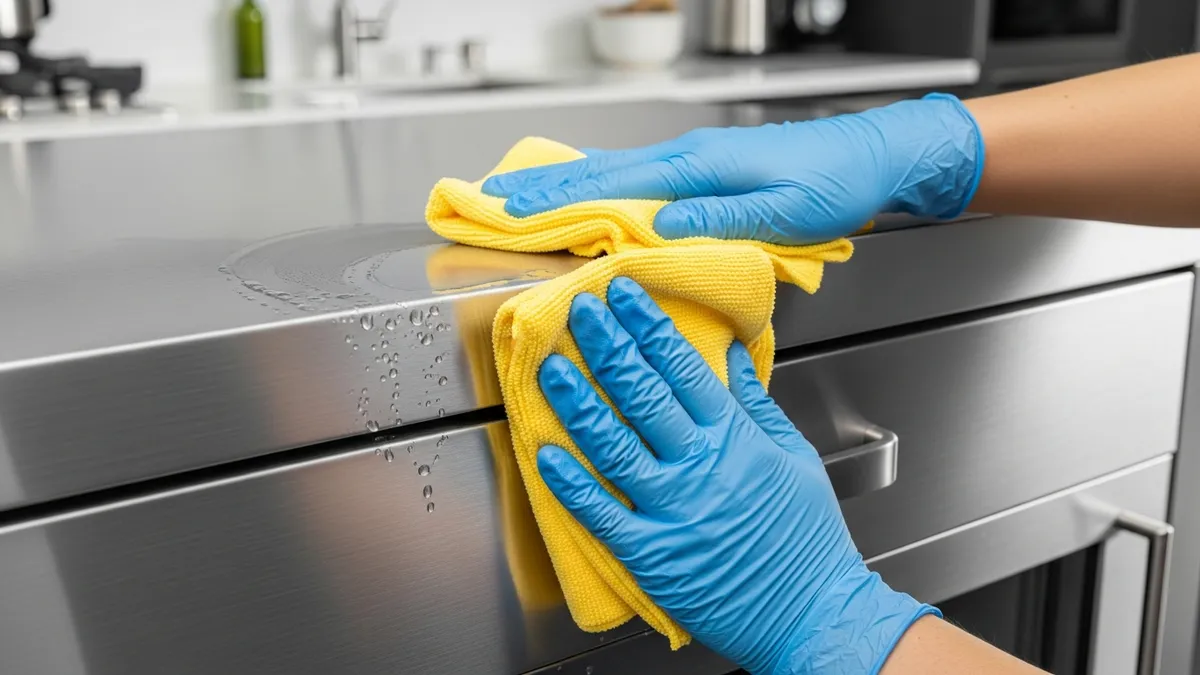 Proper maintenance and cleaning technique for aluminum dish cabinet surfaces