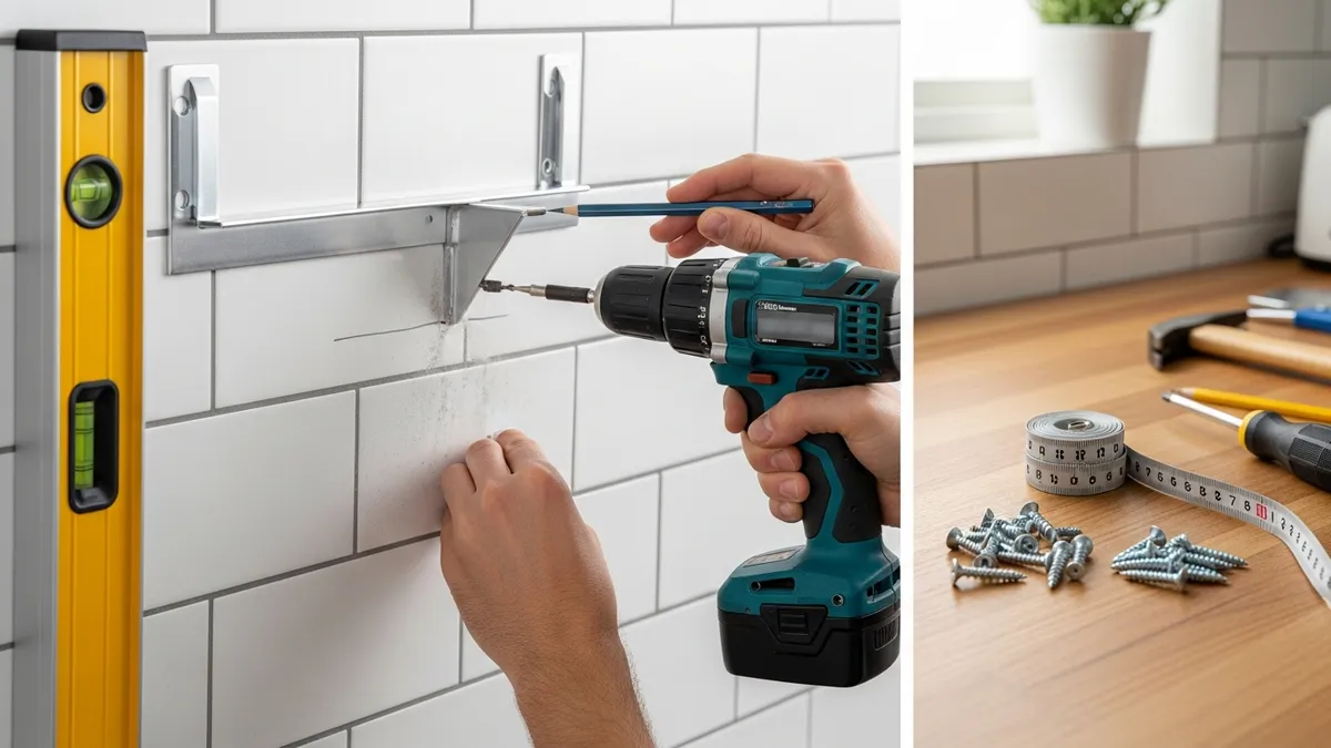 Step-by-step installation tutorial of aluminum kitchen rack on kitchen wall