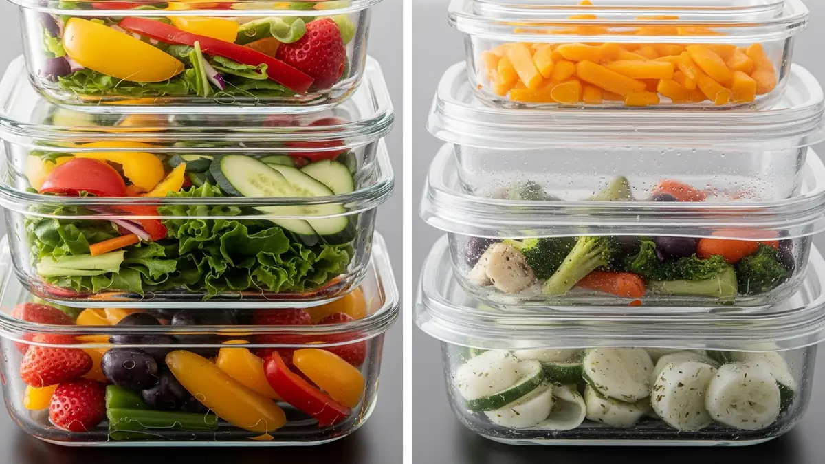 Glass food storage containers showcasing transparency and premium quality compared to plastic alternatives