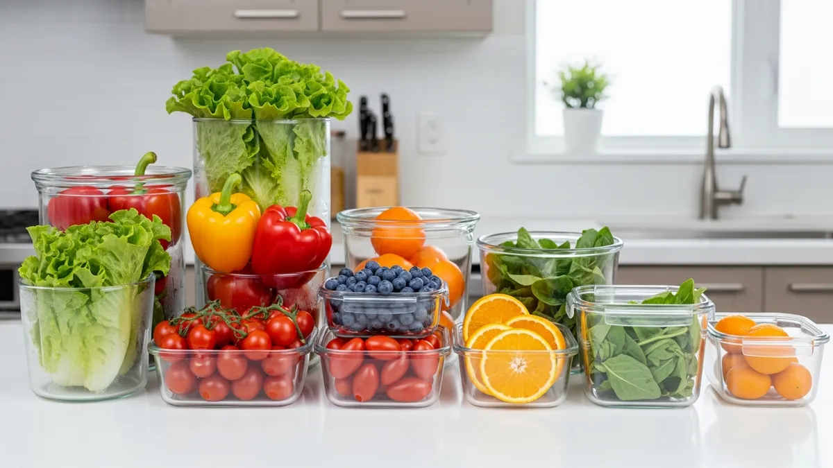 Glass storage containers preserving food freshness compared to other storage methods