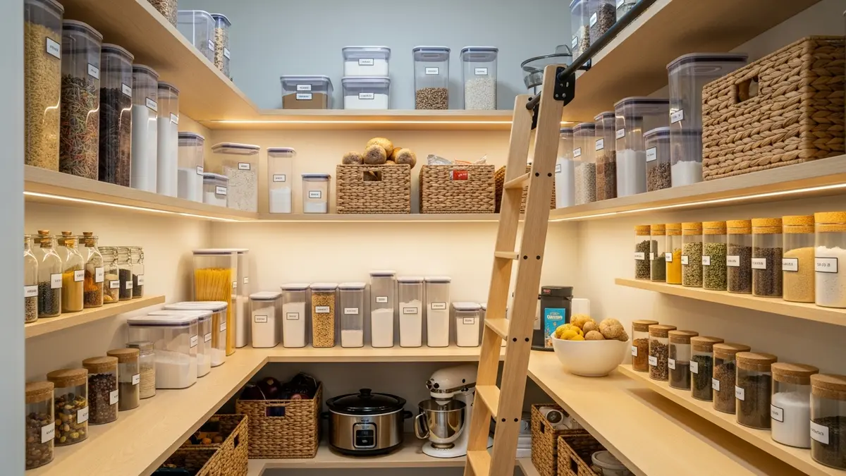 Kitchen storage and organization solutions with containers and shelving