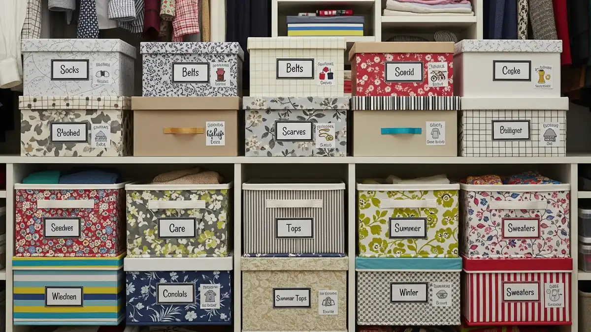 DIY storage containers and boxes for closet organization