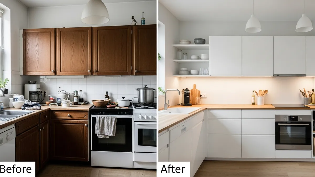 Budget minimalist kitchen set transformation for small space