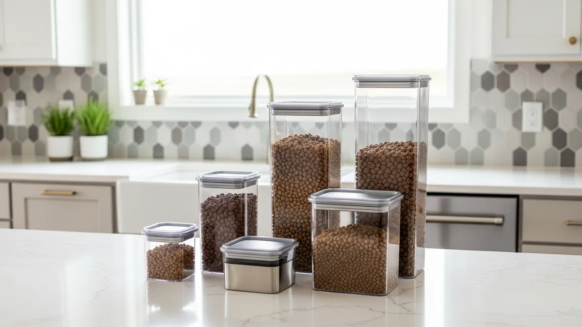Best containers for dog food storage displayed in modern kitchen for fresh pet food organization
