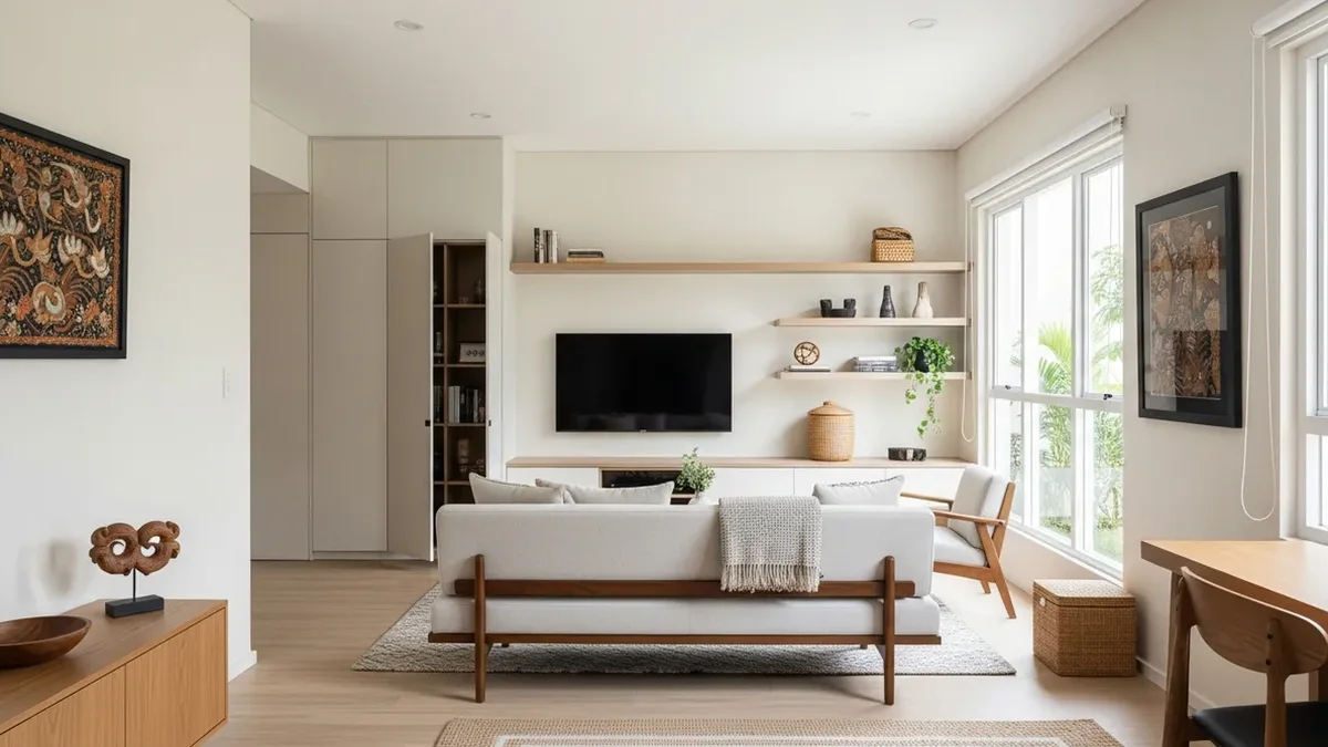 Example of a modern minimalist house floor plan with efficient space division
