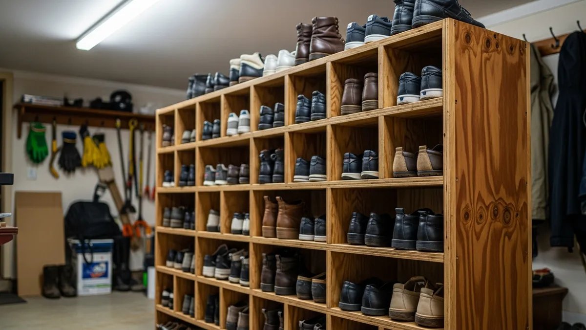 DIY shoe cubby organizer storage solution for multiple pairs