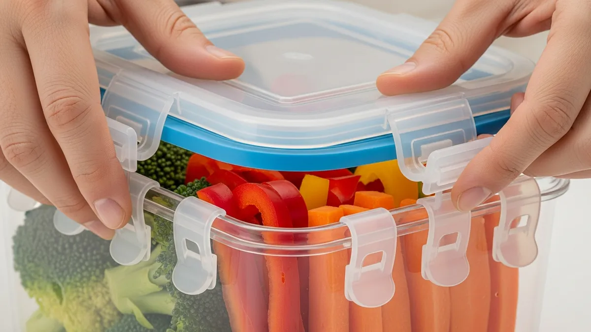 Airtight food container sealing mechanism with silicone gasket for fresh food storage