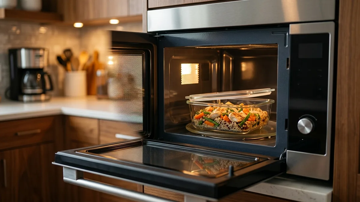 Glass food storage container with glass lid safely used in a microwave
