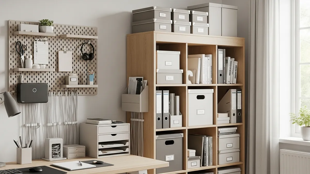 Complete home office storage solutions and organization systems