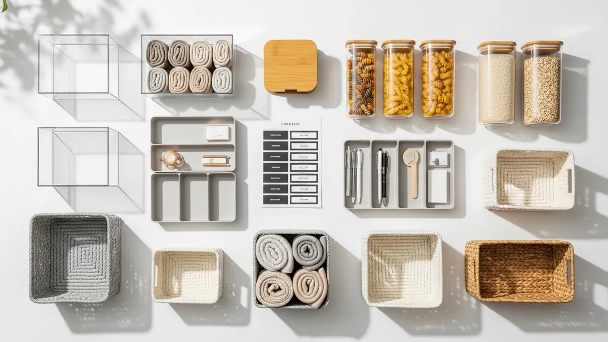 Home organization products including storage boxes, containers, and organizers for small house