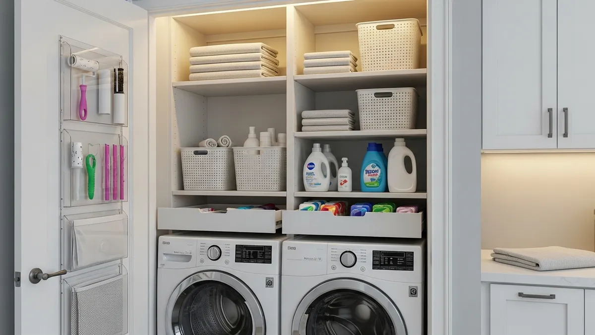 Small laundry room organization ideas maximizing vertical storage space
