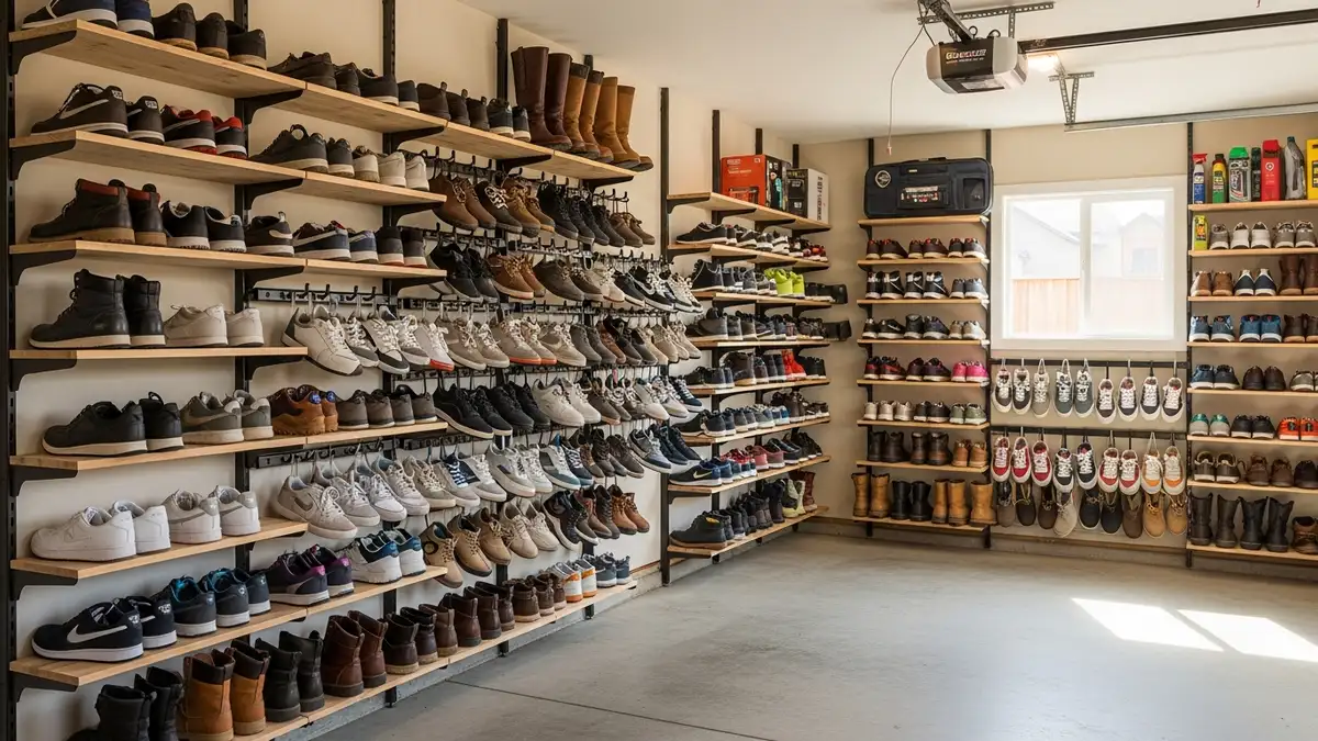 Vertical shoe storage ideas for garage walls maximizing space efficiency