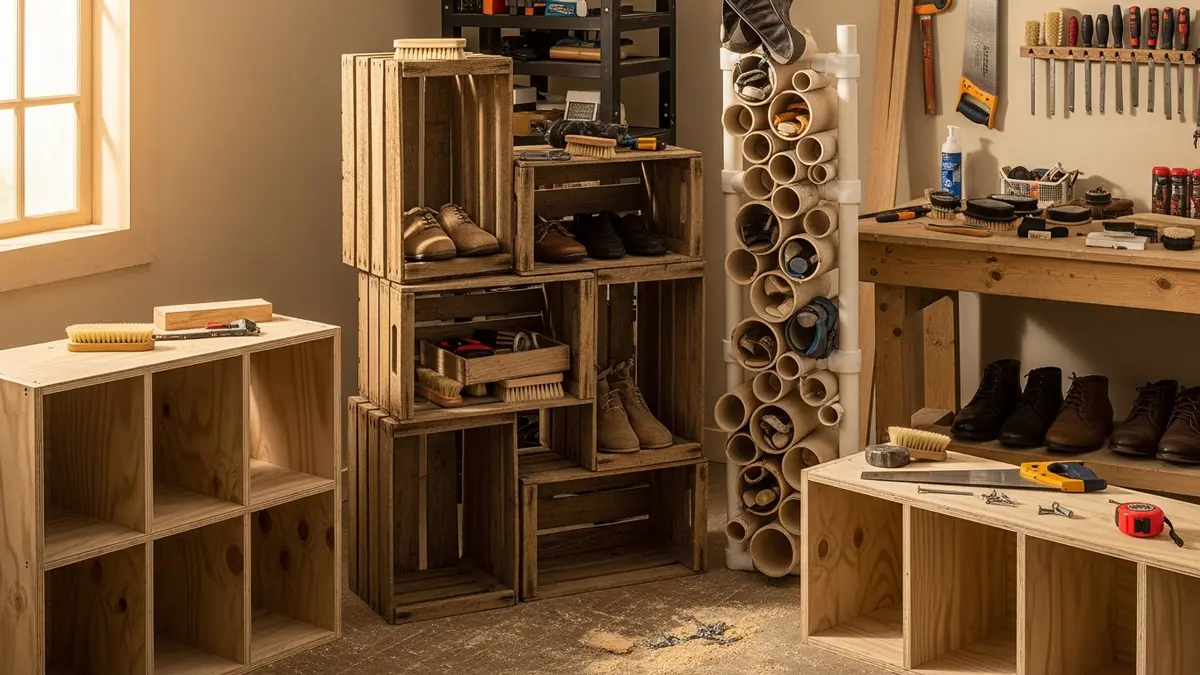 DIY shoe storage ideas using repurposed materials and creative solutions