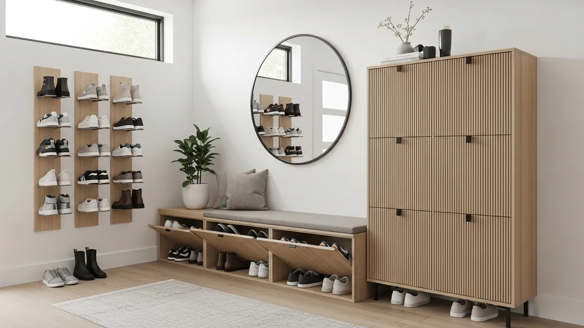 Creative shoe storage ideas for modern home organization with various storage solutions