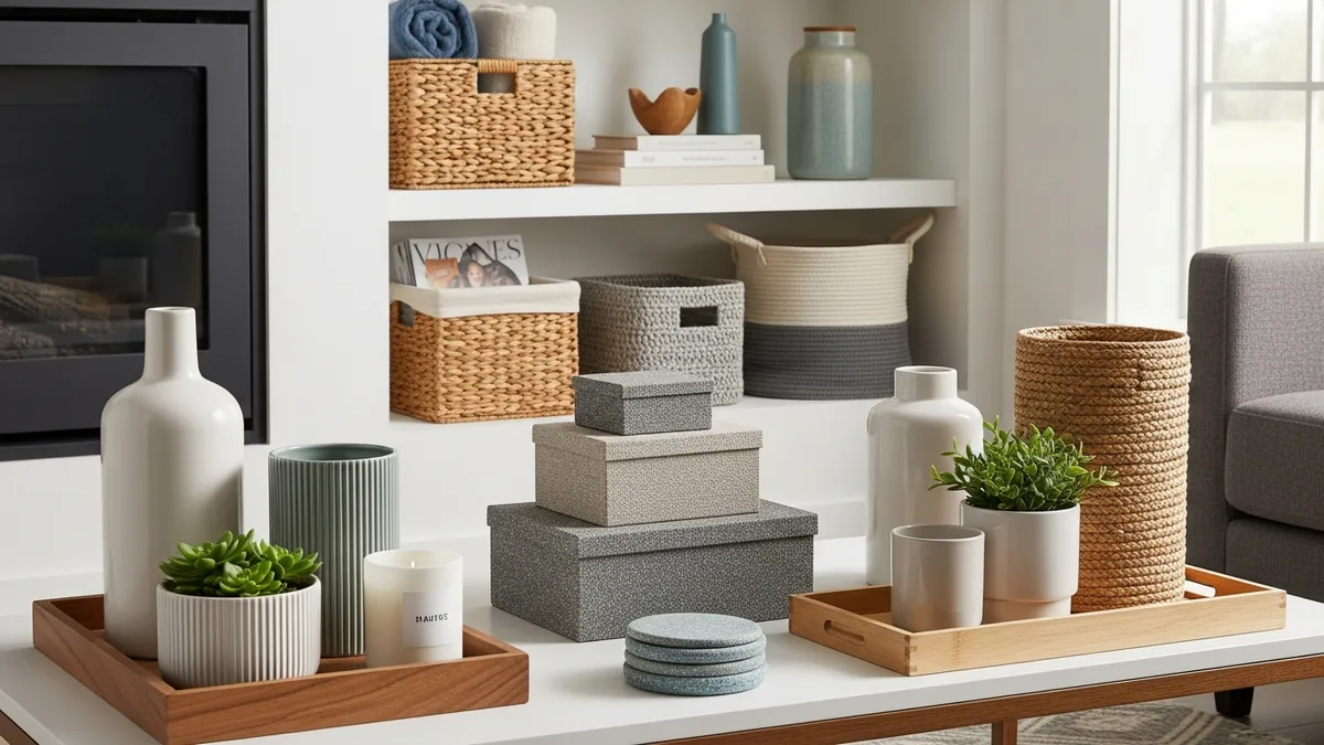 Decorative storage baskets and containers for living room organization