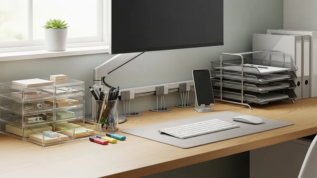 home office desk organization ideas with drawer organizers and storage solutions