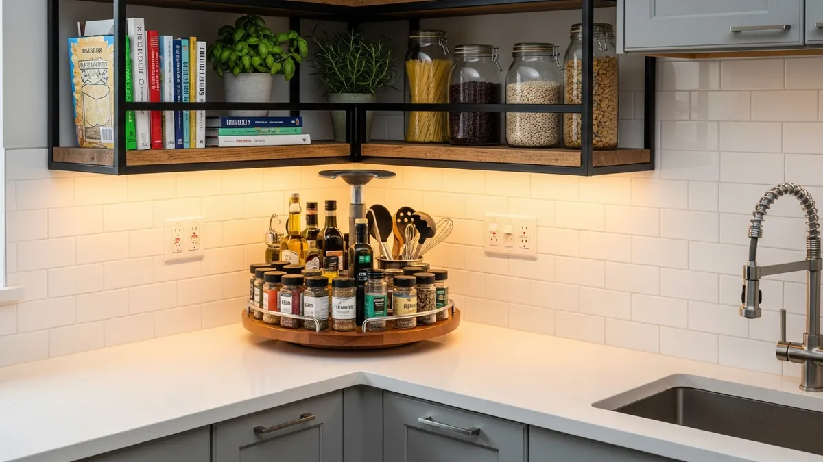 Corner kitchen counter organizer ideas maximizing unused space