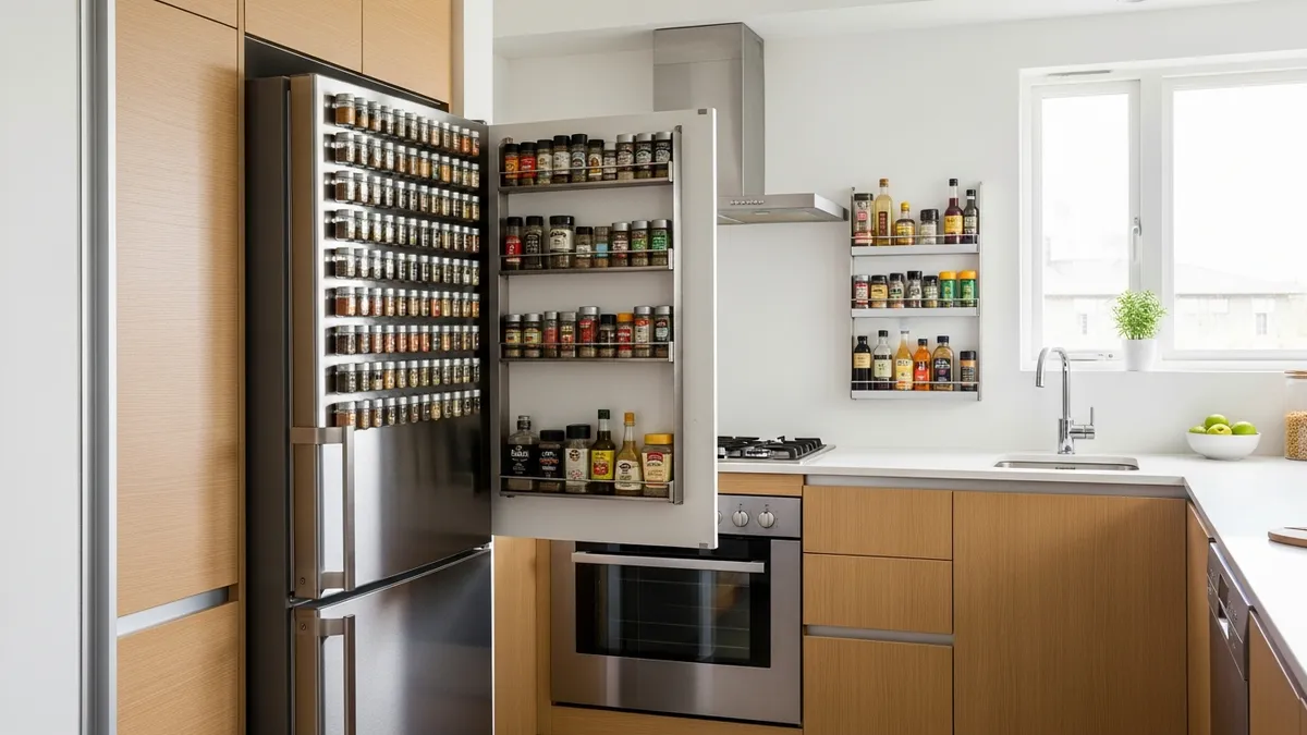 Space-saving spice rack solutions for small kitchen organization and storage
