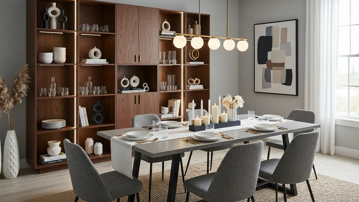 Contemporary dining room cabinet design with modern home decor