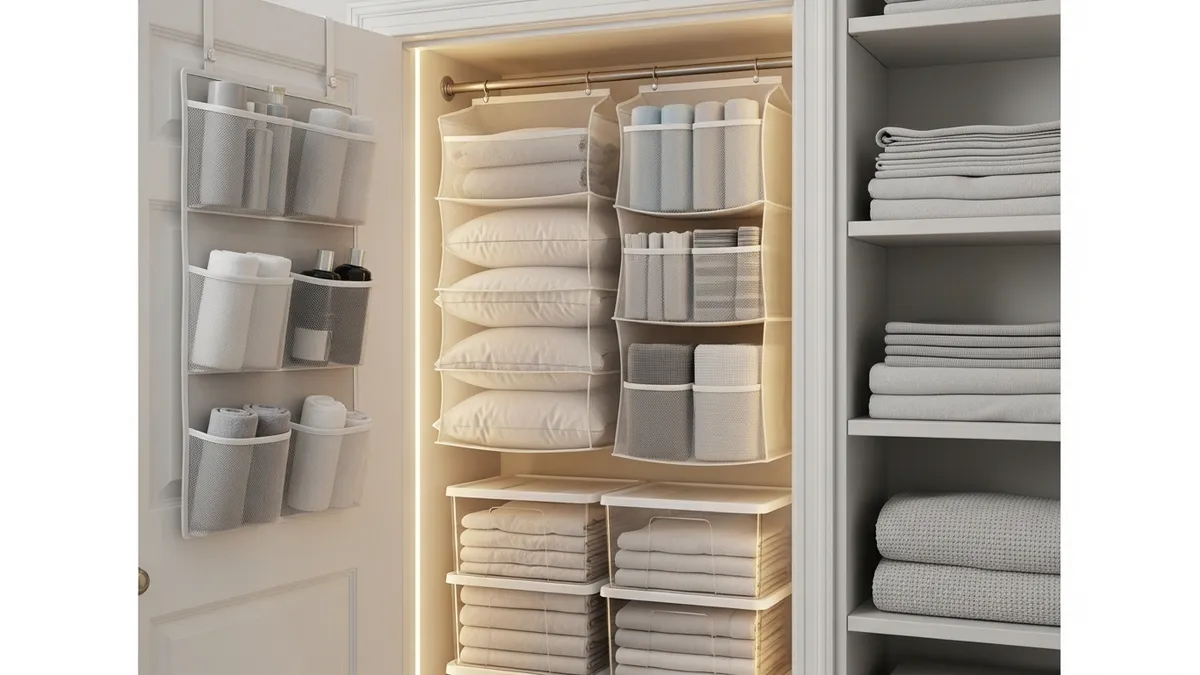 Small linen closet maximizing space with vertical storage solutions