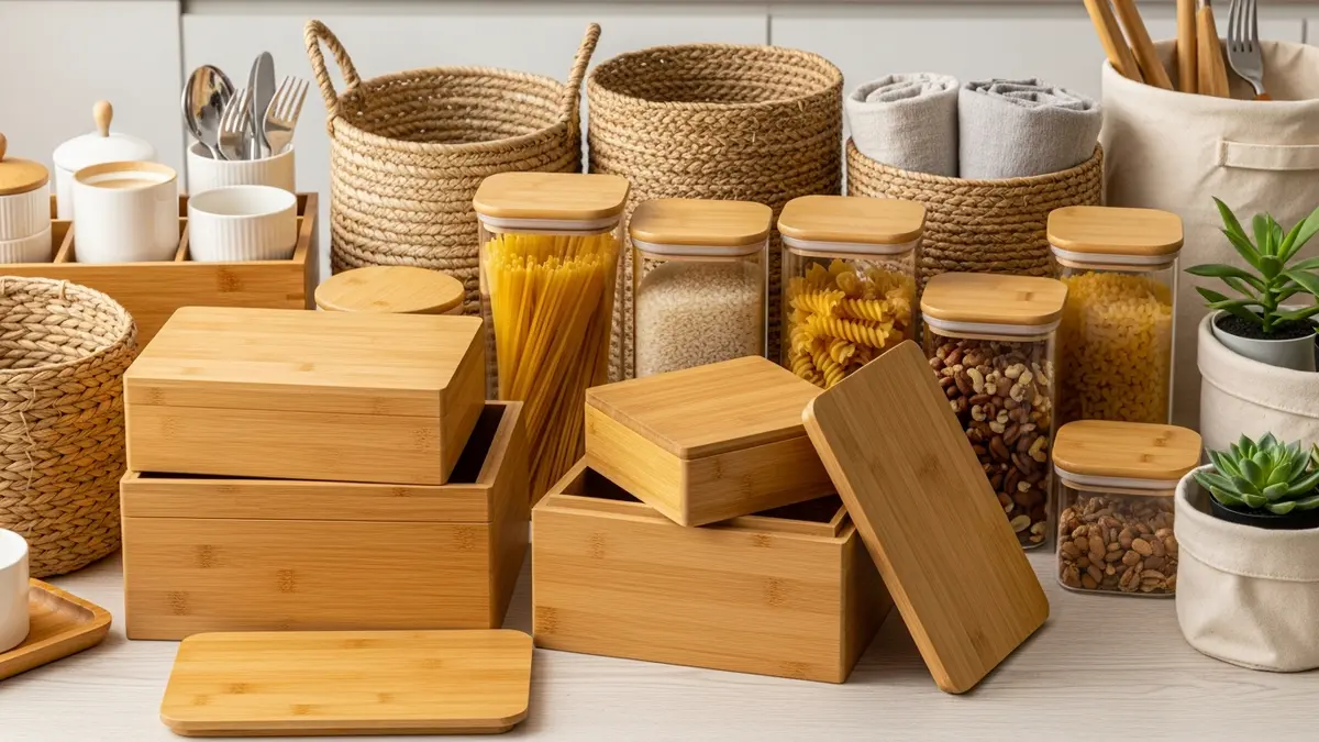 Collection of sustainable storage solutions for eco-friendly home organization