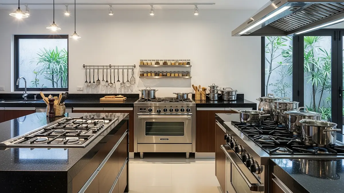 Various types of modern stove tables for Indonesian kitchens with stainless steel and granite materials