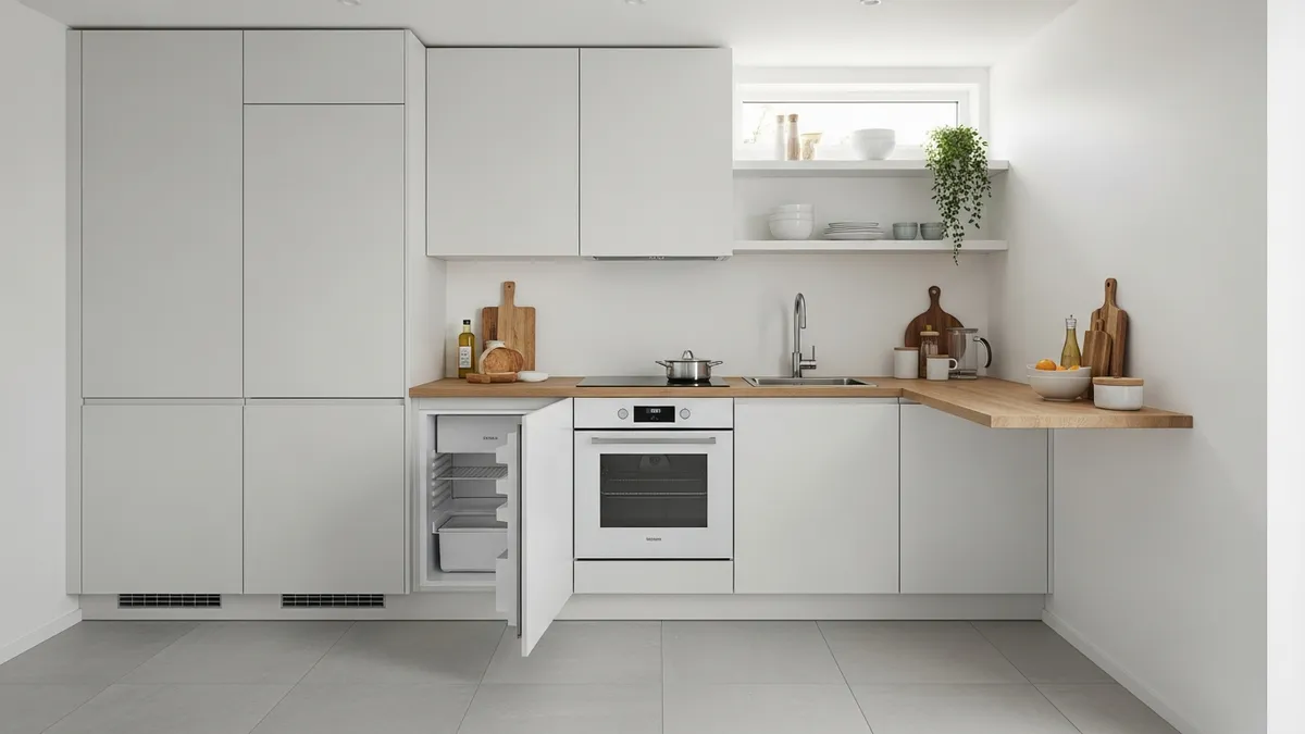 Space-saving modern minimalist kitchen set for small kitchens