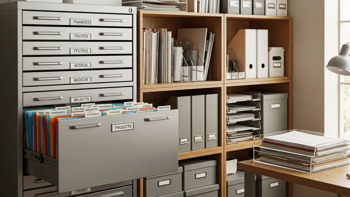 Home office filing system and document organization ideas