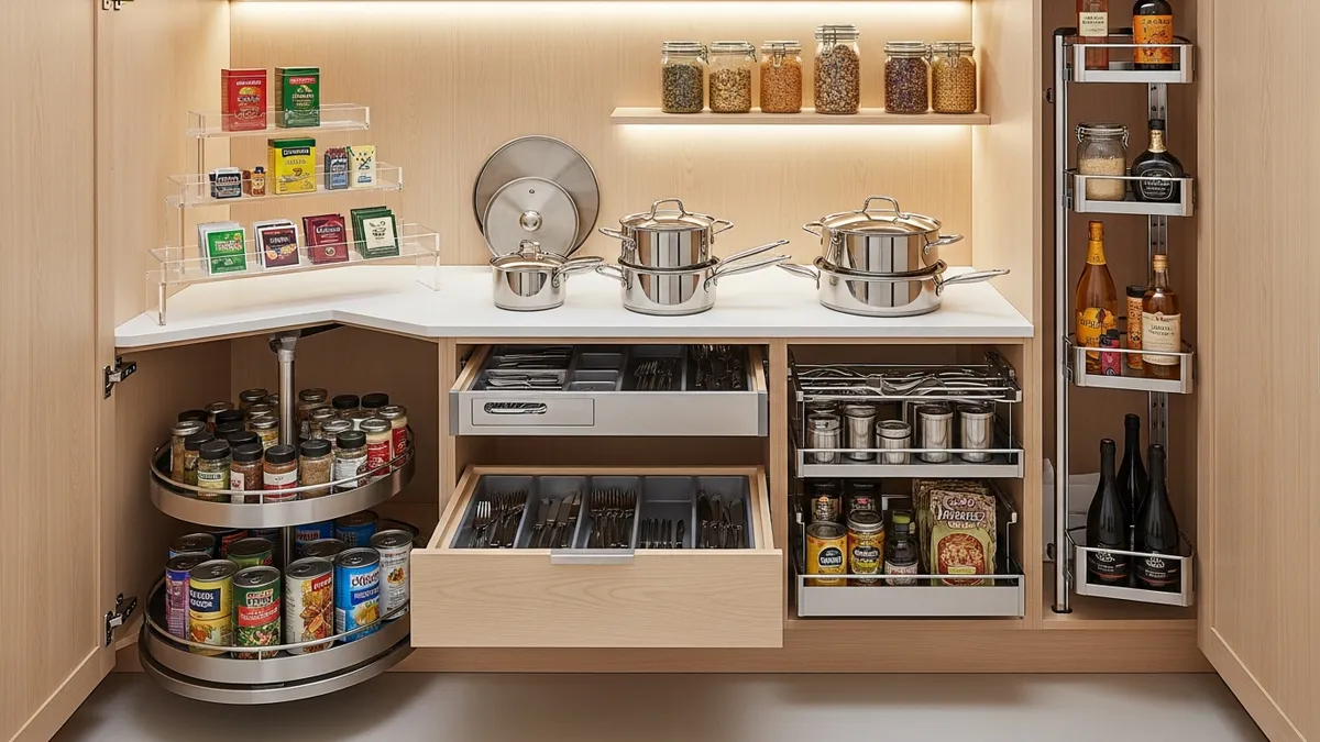 Kitchen cabinet organizer ideas with lazy susans and tiered storage solutions