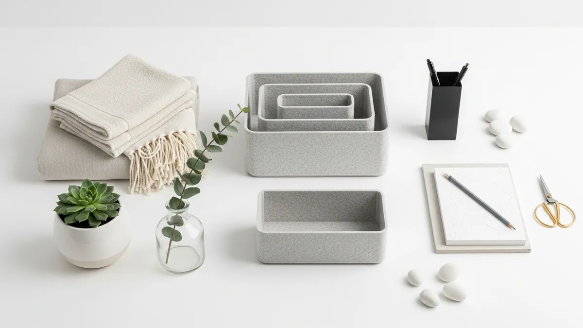 Essential materials and tools for minimalist home decoration and organization