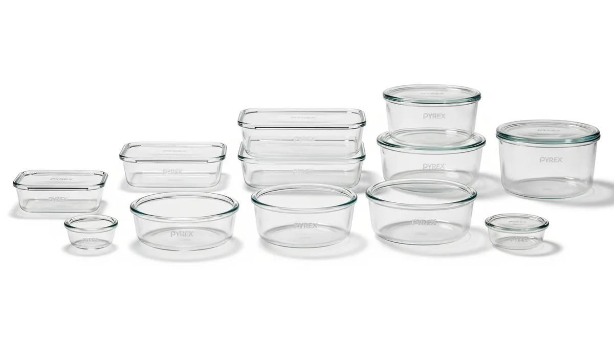 different sizes of pyrex food storage containers comparison