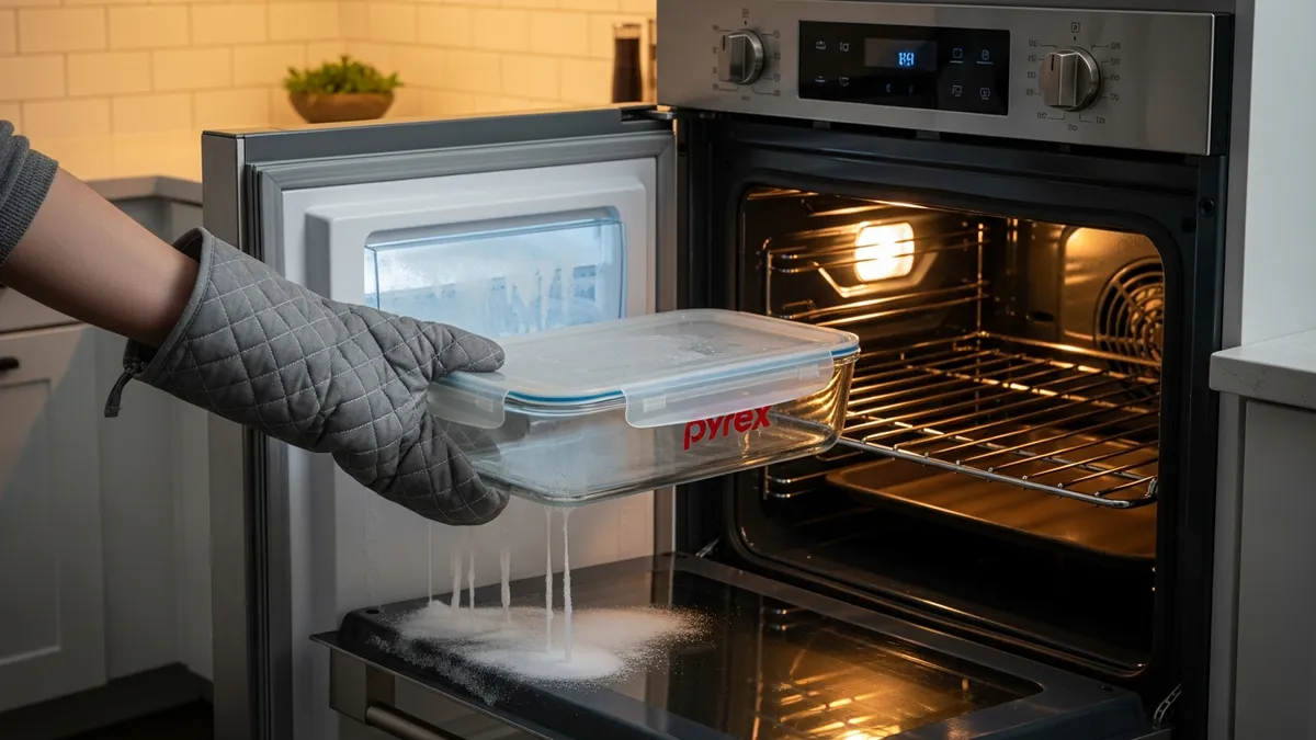 pyrex food storage container demonstrating oven to freezer durability