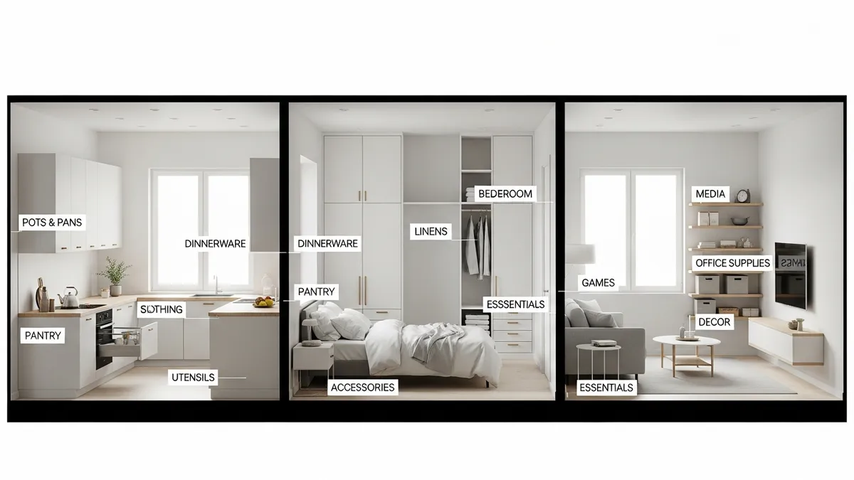Zone-based organization system in minimalist home spaces