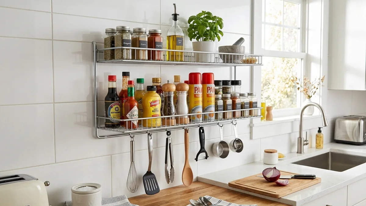 Collection of aluminum kitchen shelves with various models and sizes