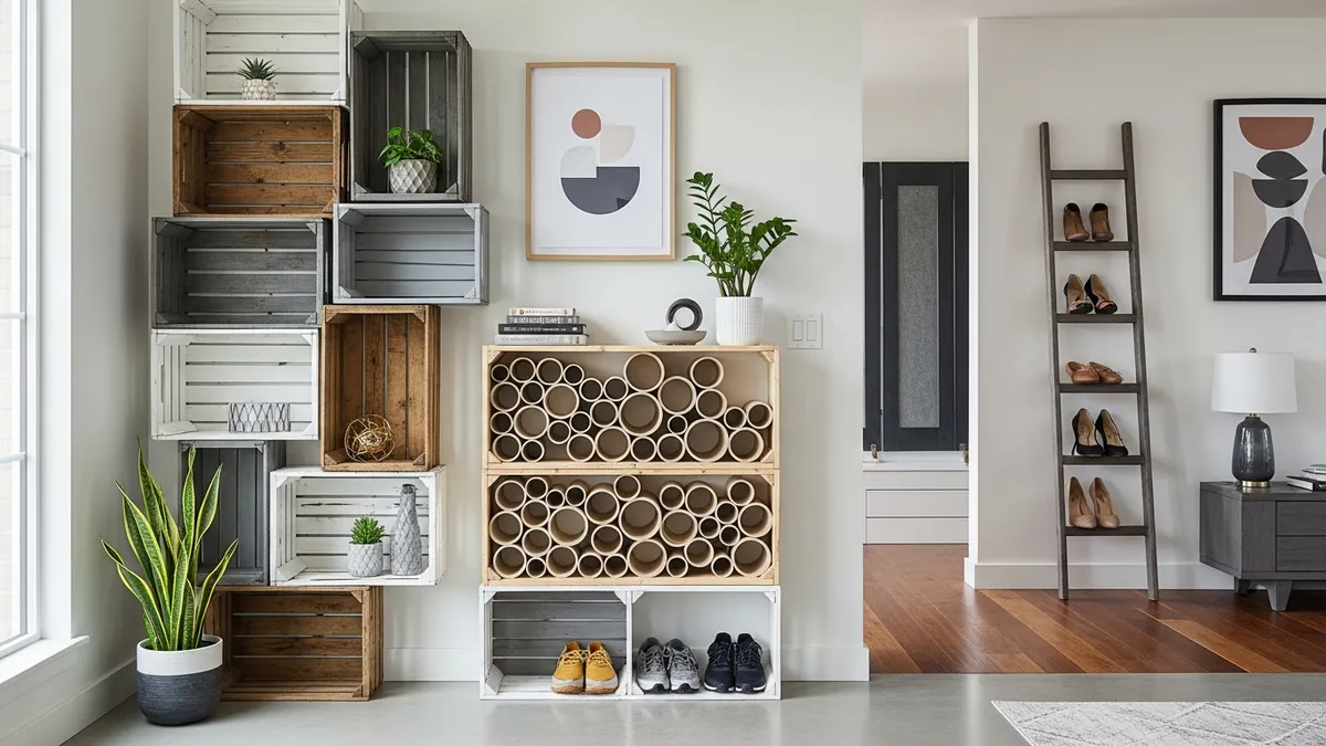 Creative DIY shoe storage ideas using repurposed materials and innovative designs
