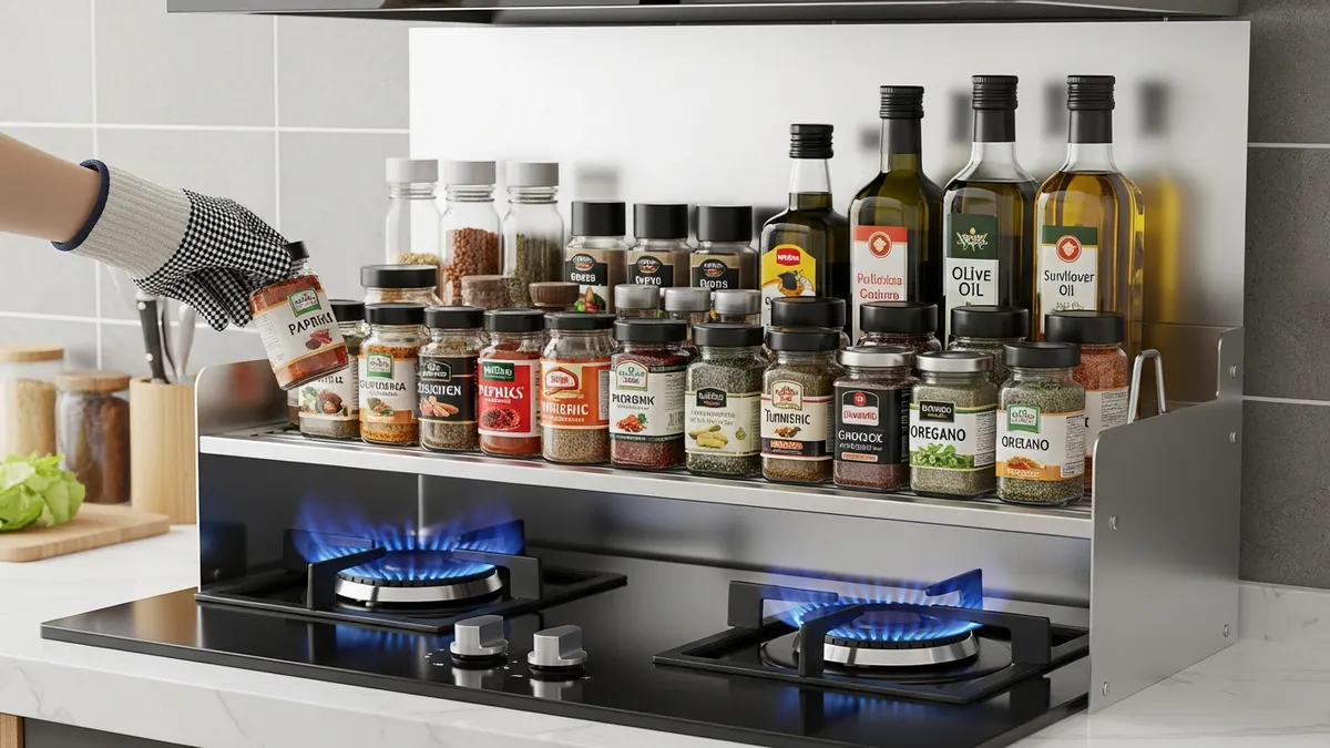 Heat-resistant stainless steel stove rack with proper safety clearance from gas burners