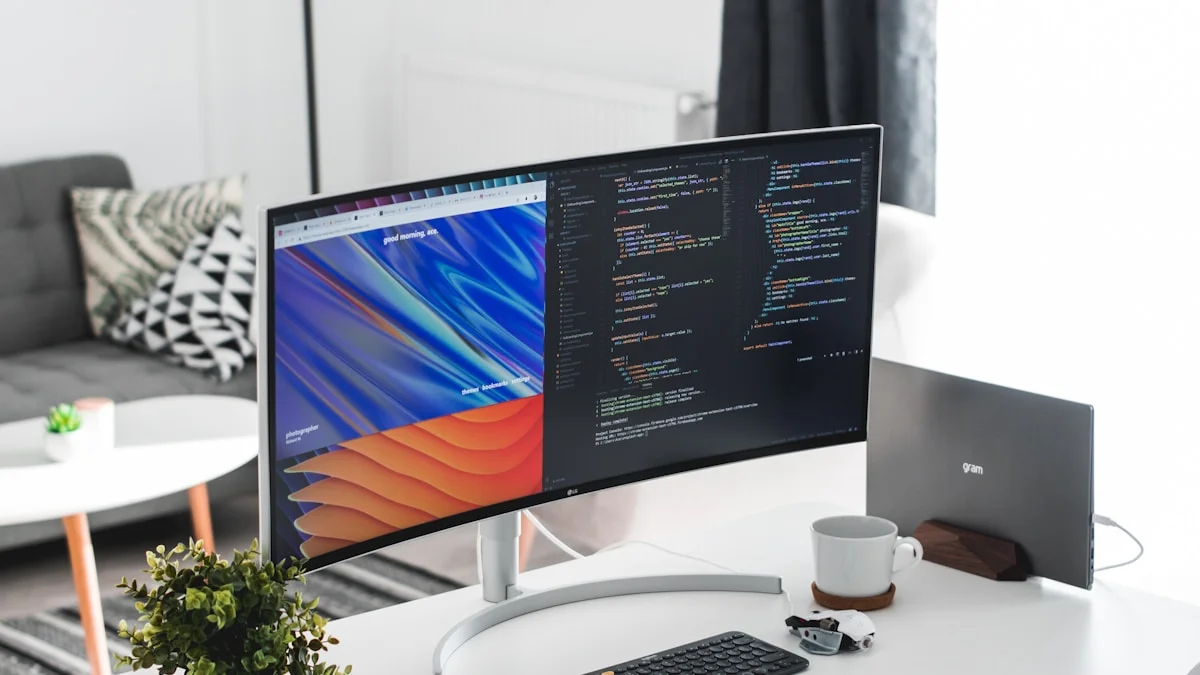 Productive home office setup with optimal desk organization