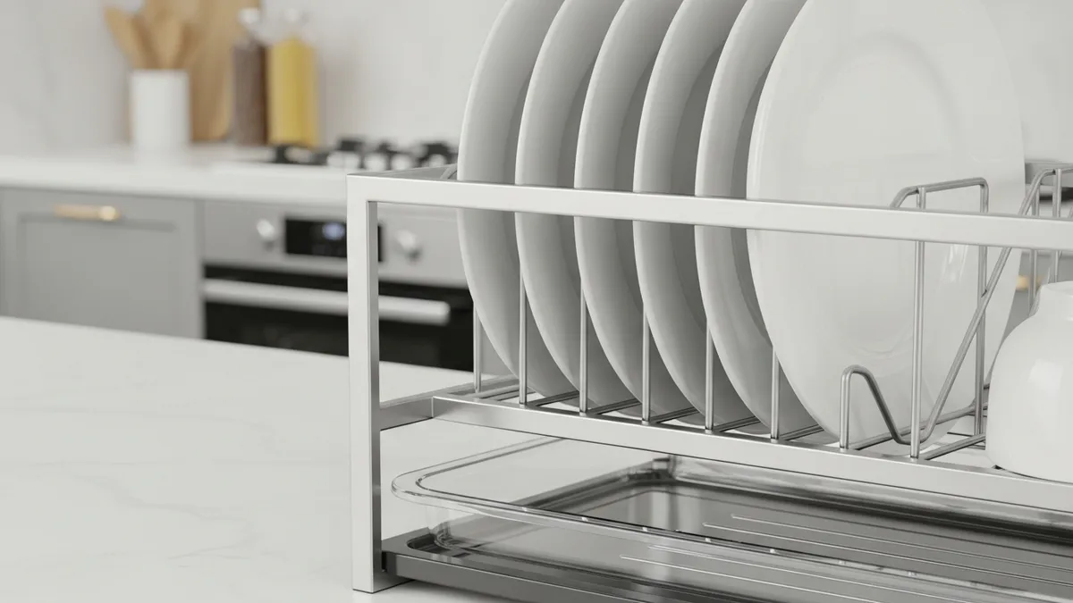 Premium stainless steel dish rack with drip tray for rust-free kitchen storage
