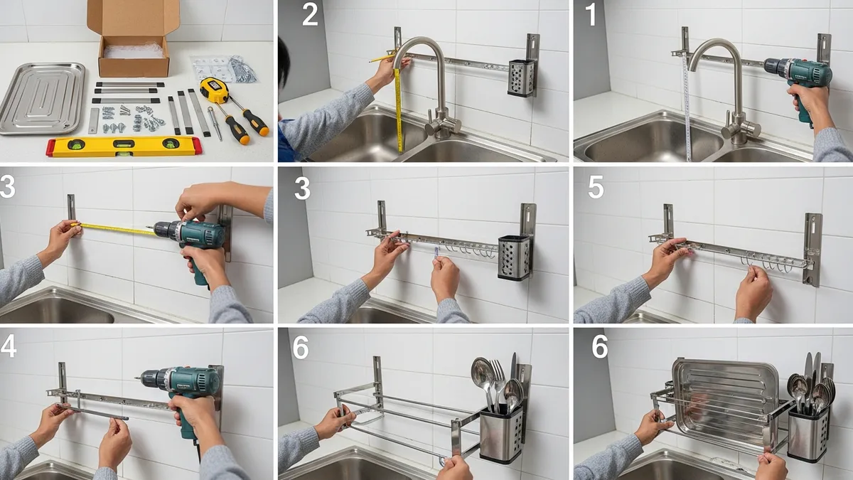 Guide to installing a dish rack above the kitchen sink