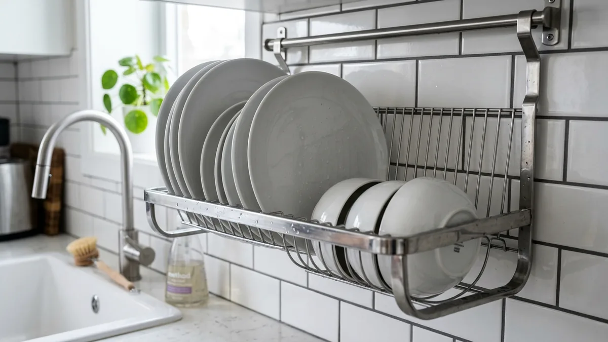 Guide for installing plate racks on concrete, brick, and gypsum walls