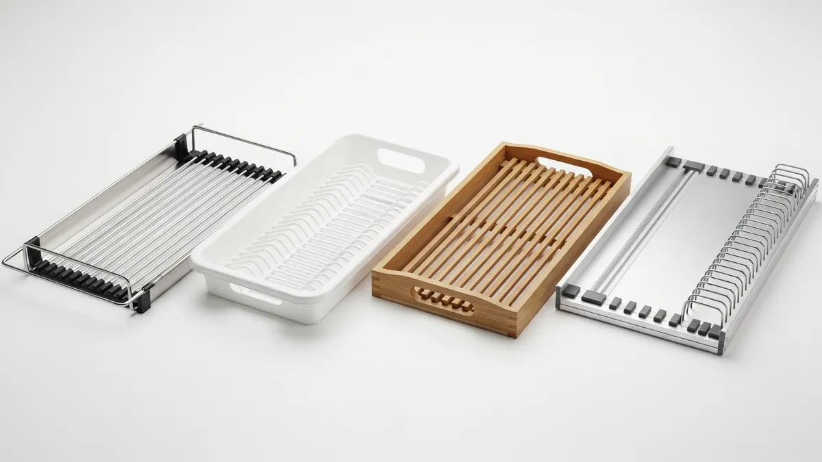 Comparison of various types of stainless steel, plastic, wood, and aluminum plate racks