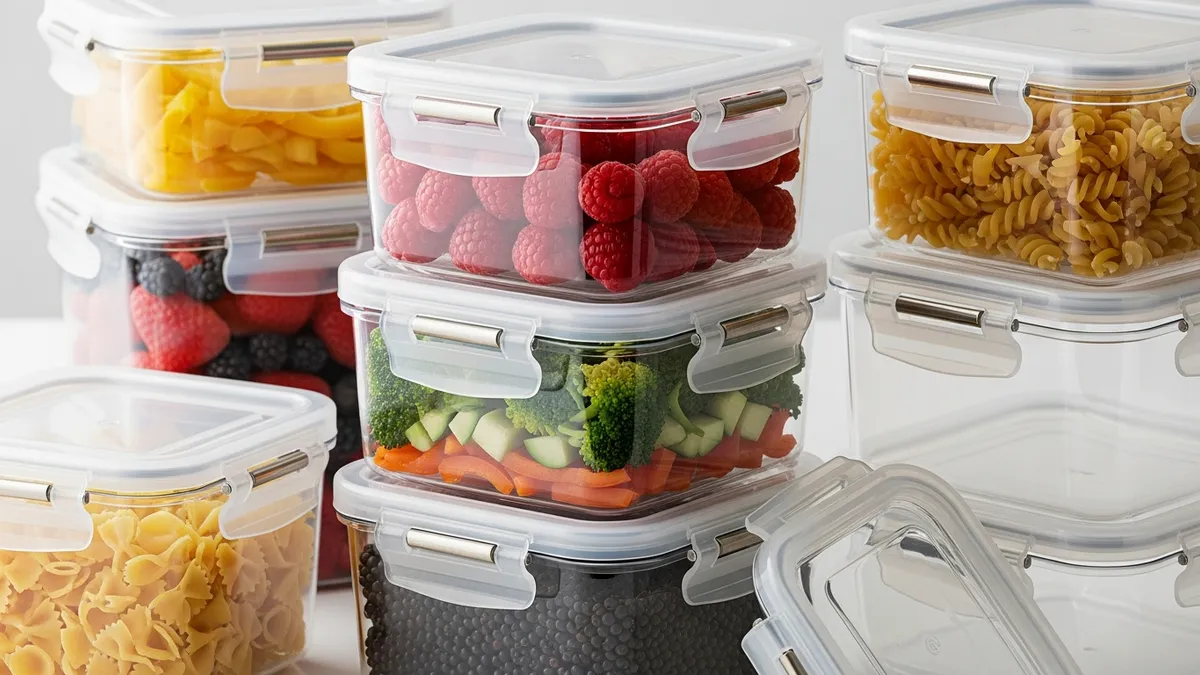 Rubbermaid Brilliance food storage containers with airtight lids and clear visibility